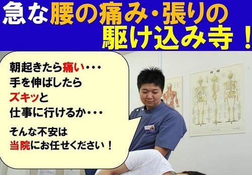 急な腰痛もしばた整骨院にお任せください